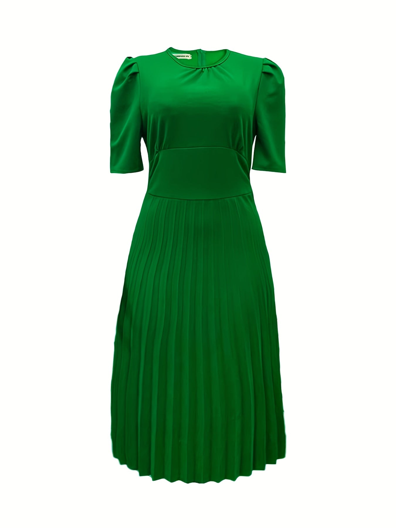  Solid Puff Sleeve Maxi Dress