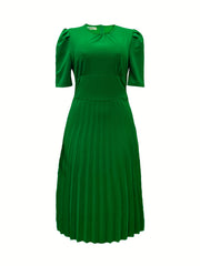  Solid Puff Sleeve Maxi Dress