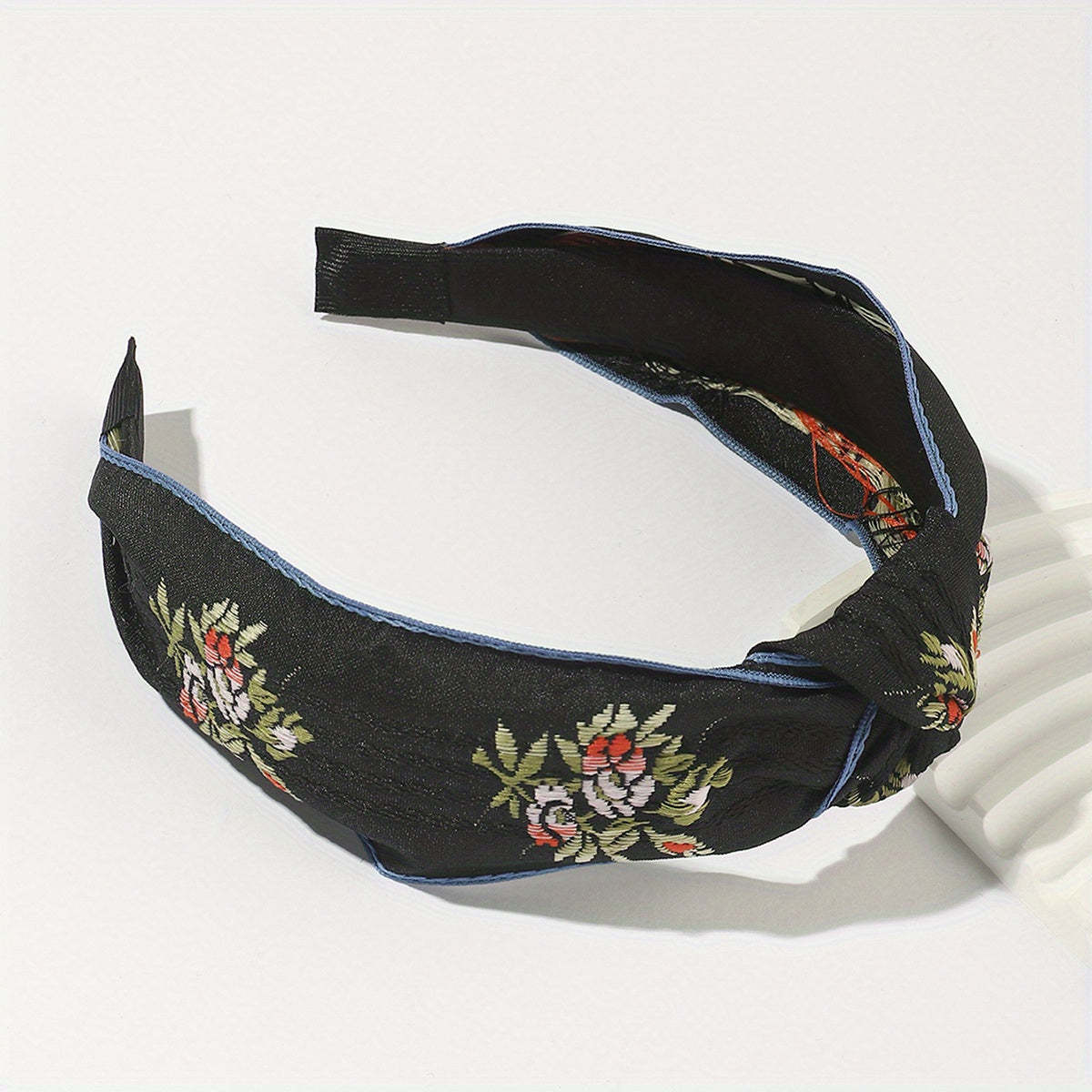 Chinese Style Flower Embroidery Headband Wide Head Hoop Hair Band