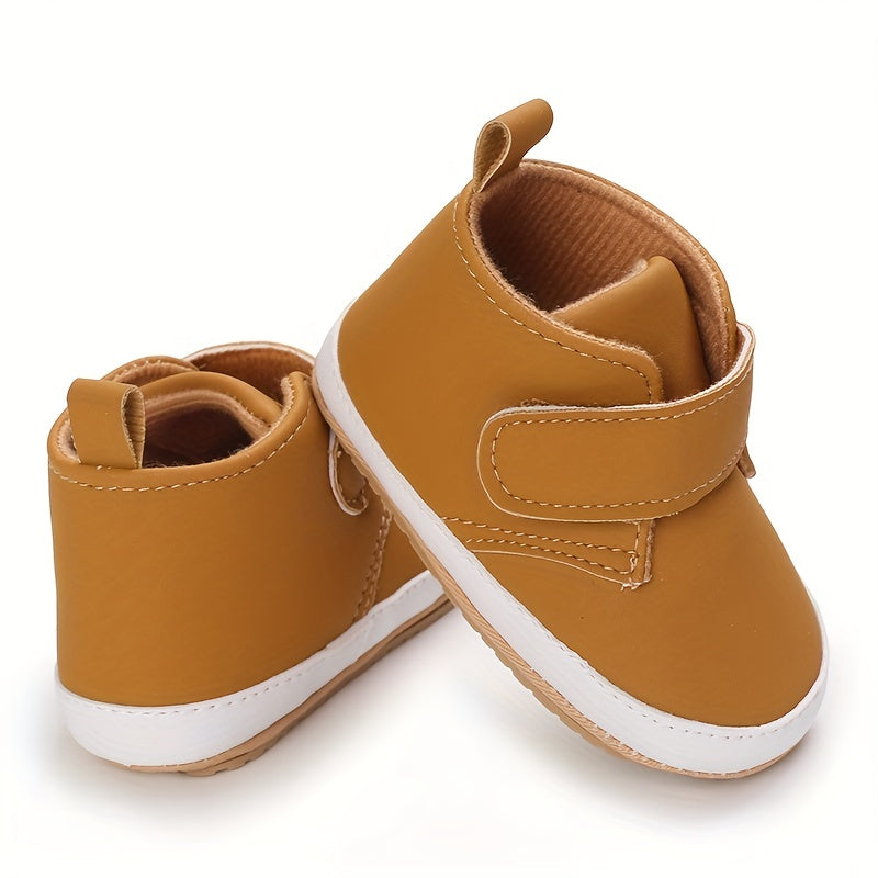 Baby Boys Solid Sneakers with Hook and Loop Fastener Lightweight Anti Slip Shoes