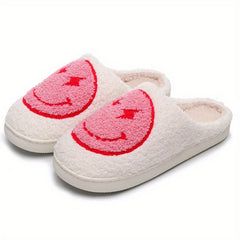 Women's Smile Face Pattern Slippers Plush Lined Shoes