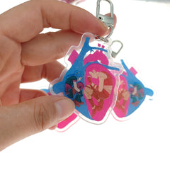 Heart Shaped Keychain Transparent Plastic Accessory for Couples & Friends