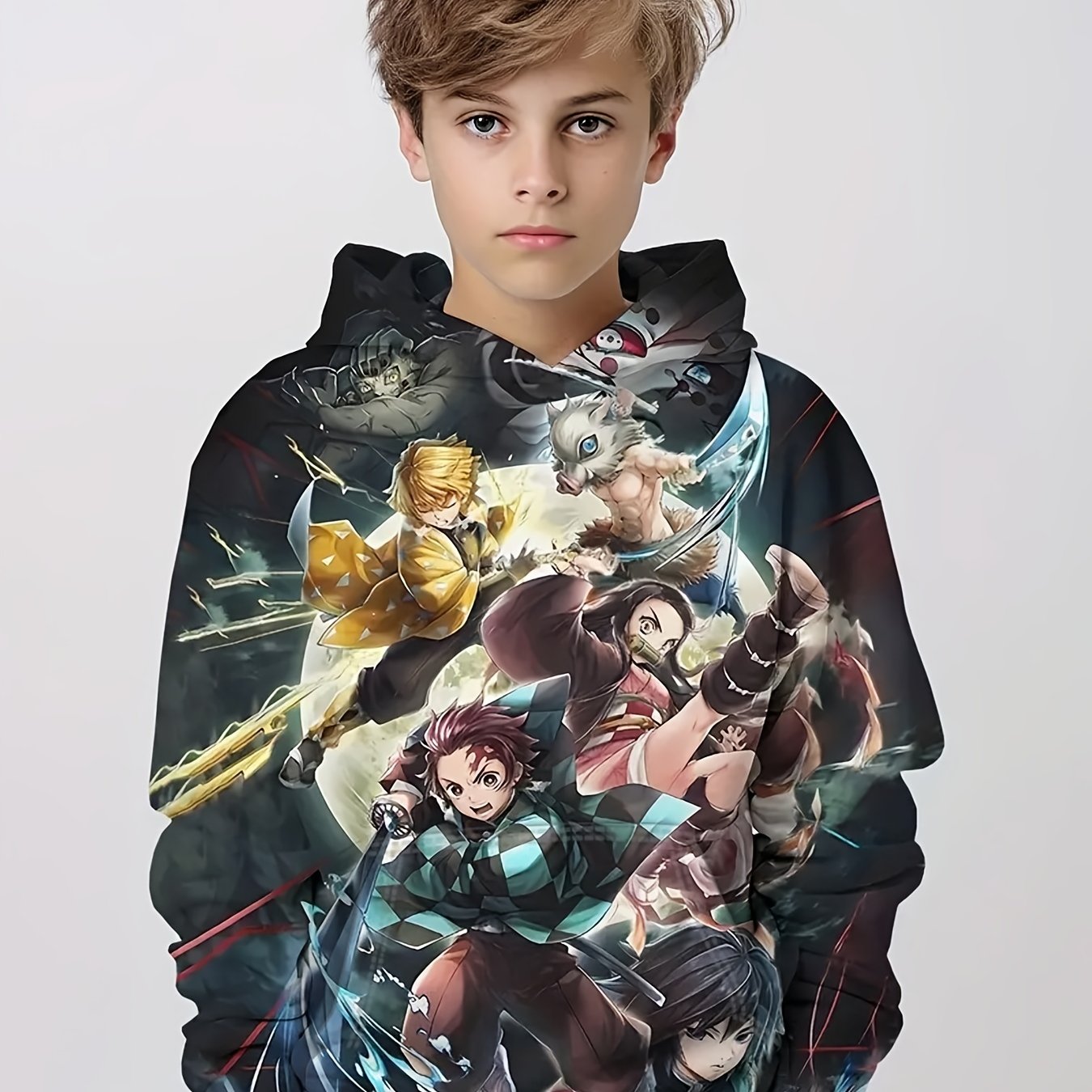 Anime Pattern 3D Print Boys Hooded Sweatshirt Spring Fall Kids Hoodie Tops
