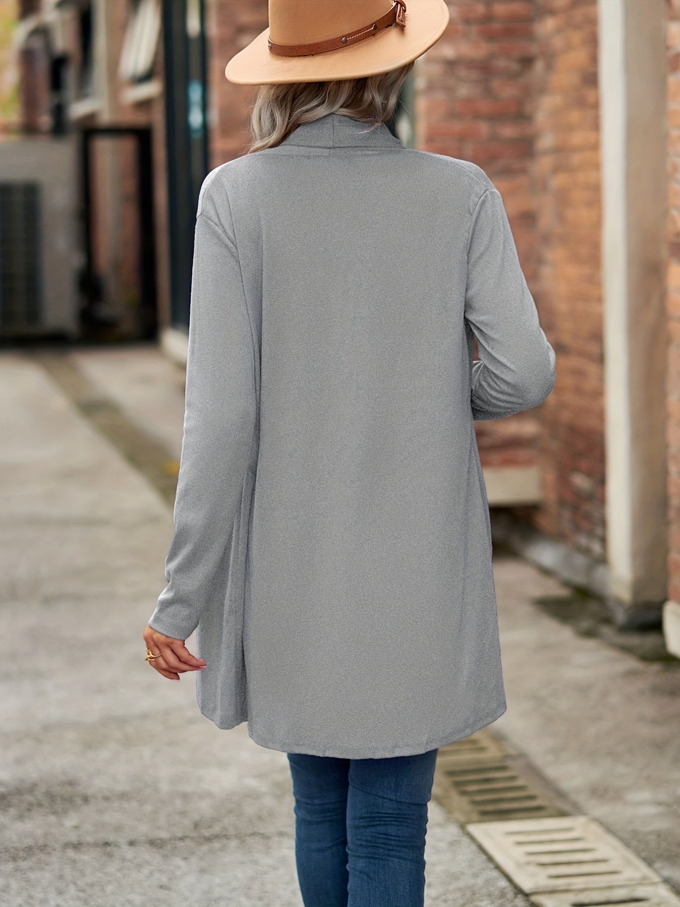  Solid Open Front Cardigan
