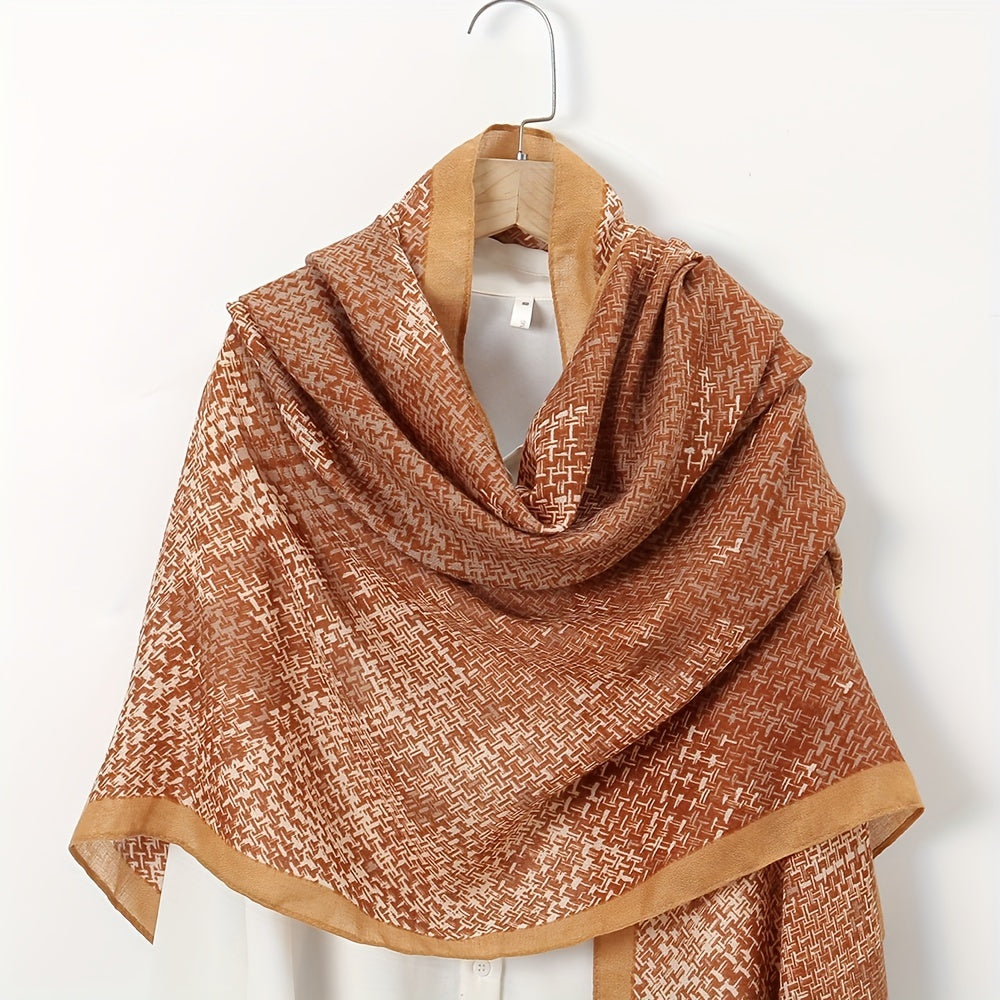 Orange Geometric Print Scarf Gradient Shawl Windproof Warm Wraps Travel Scarves