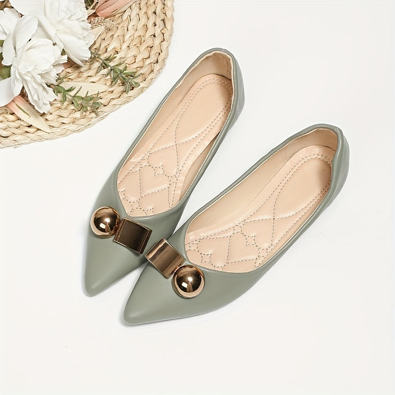 Women's Pointed Toe Ballet Flats Soft Sole Slip On Shoes