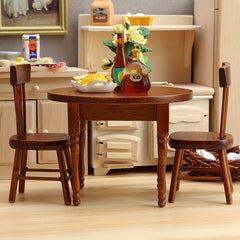 Wooden Table and Chair Set for Dollhouse DIY Accessory 1:12 Scale