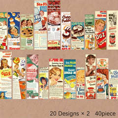 Retro Journal Collage Sticker Pack, 40pcs