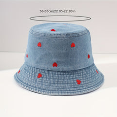 Men's Love Embroidery Sun Hat Fisherman Hat