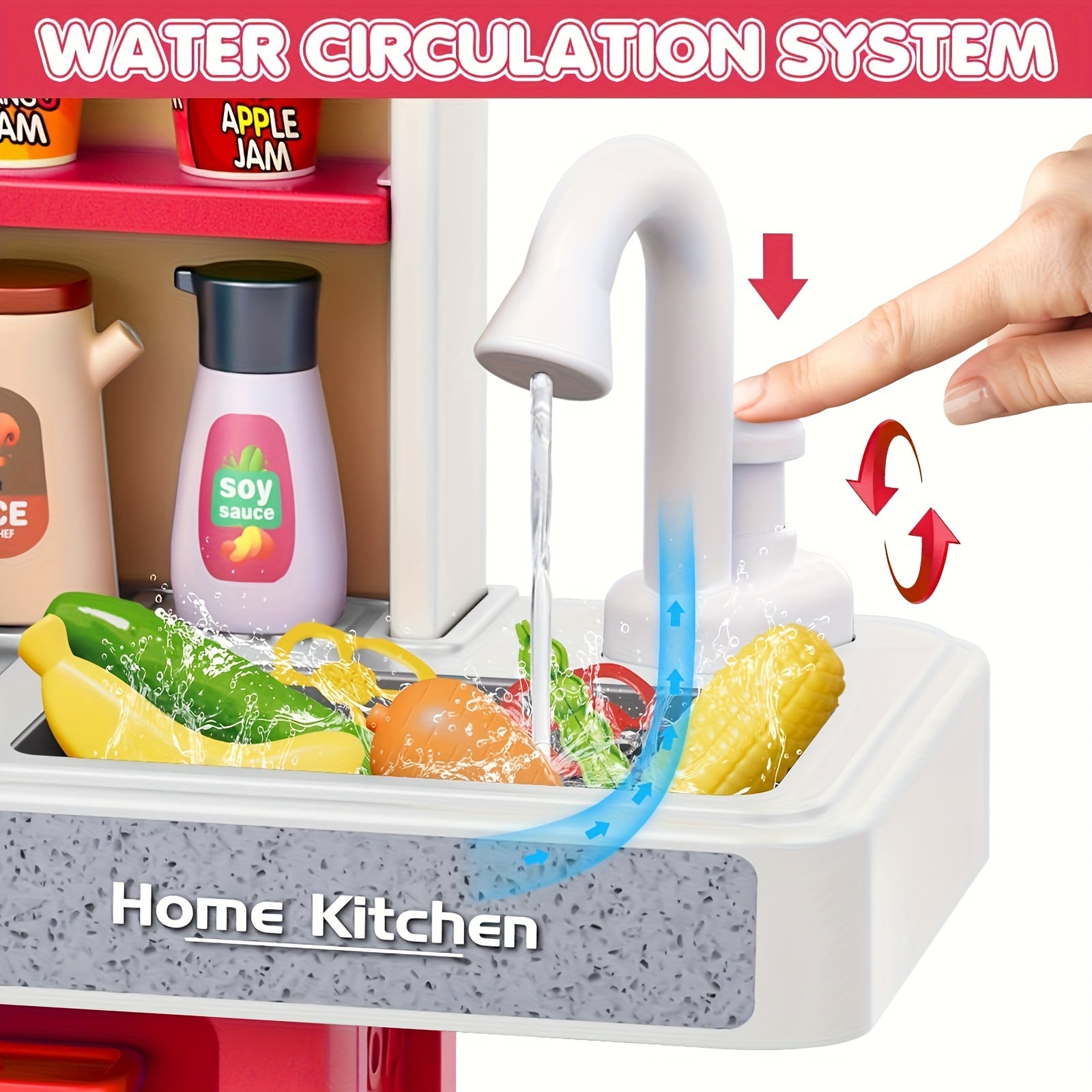 Kids Kitchen Play Set with Stove Sink and Play Food
