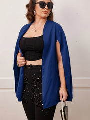  Solid Open Front Split Workwear Cape Blazer