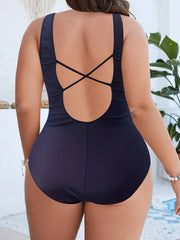  V Neck Backless Tummy Control One Piece Swimsuit
