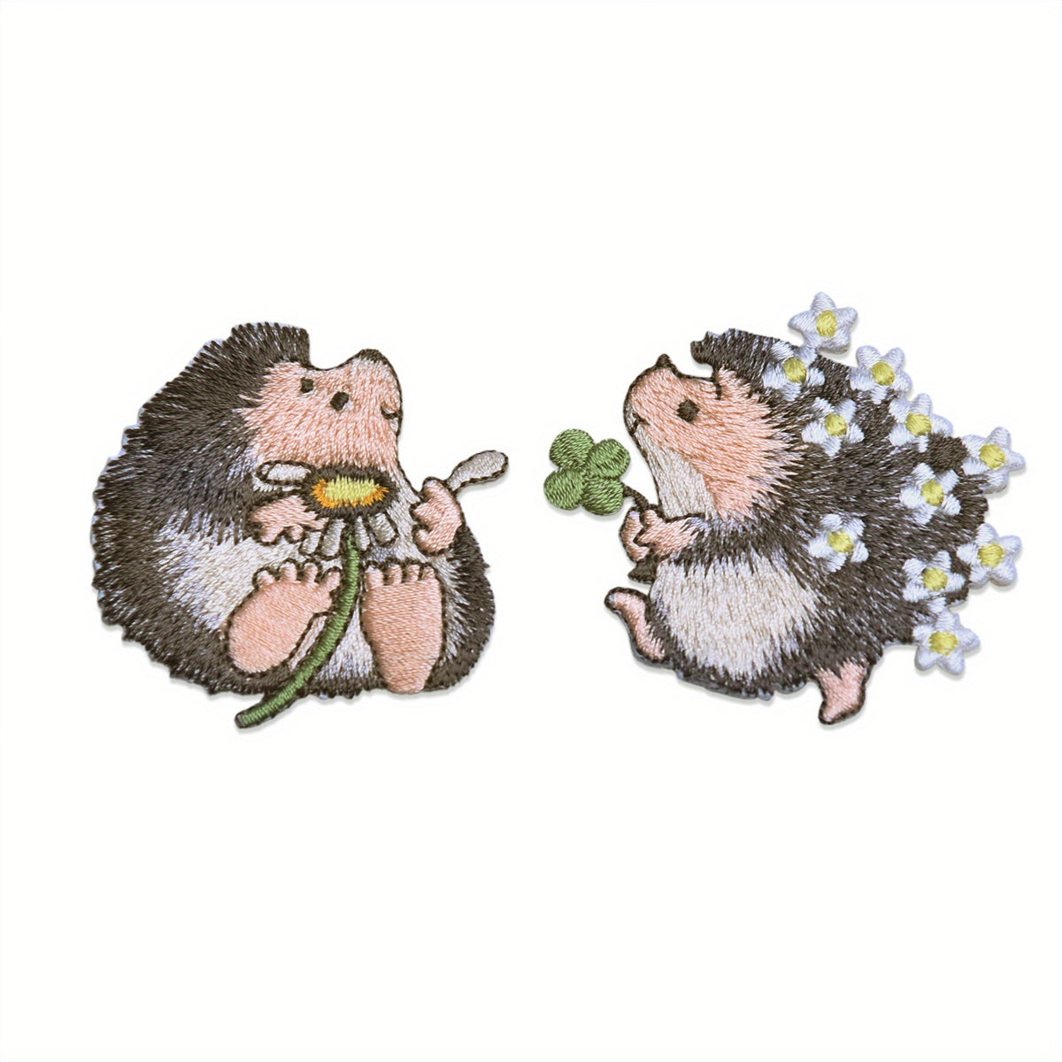 2pcs Hedgehog Embroidered Patches Iron On Sew Applique Animal Clothing Jacket