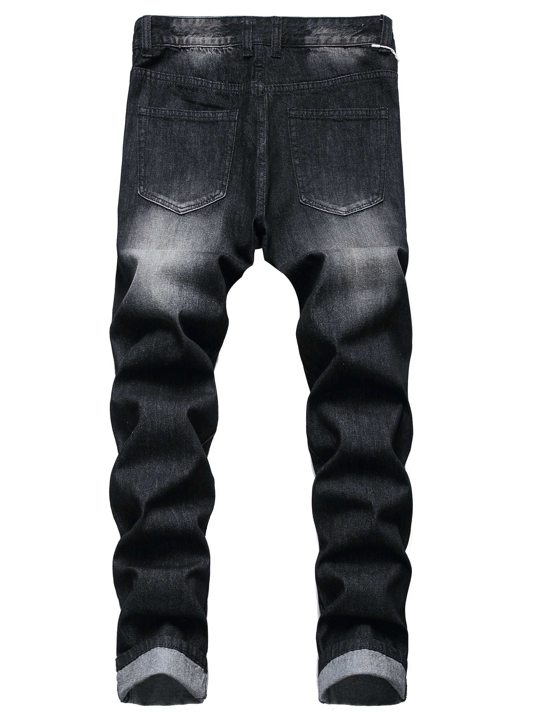 Men's Distressed Denim Pants Slim Fit Ripped Jeans