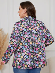  Floral Print Long Sleeve Blazer