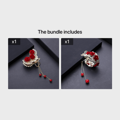 Chinese Style Rose Hair Clip Alloy Hairpin Decorated With Rhinestones Tassel