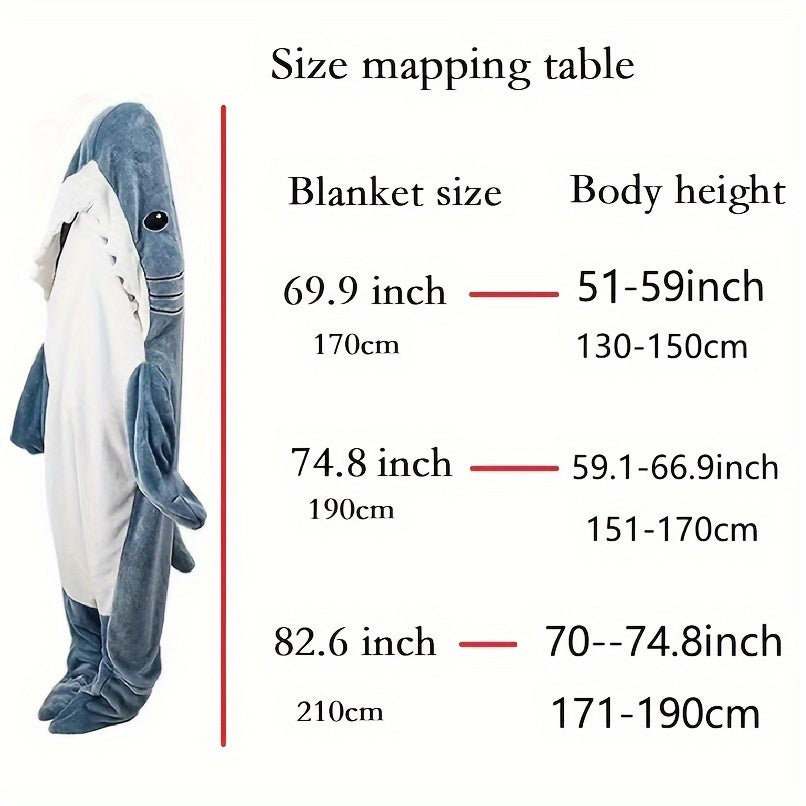 Shark Blanket Flannel Hoodie Sleeping Bag