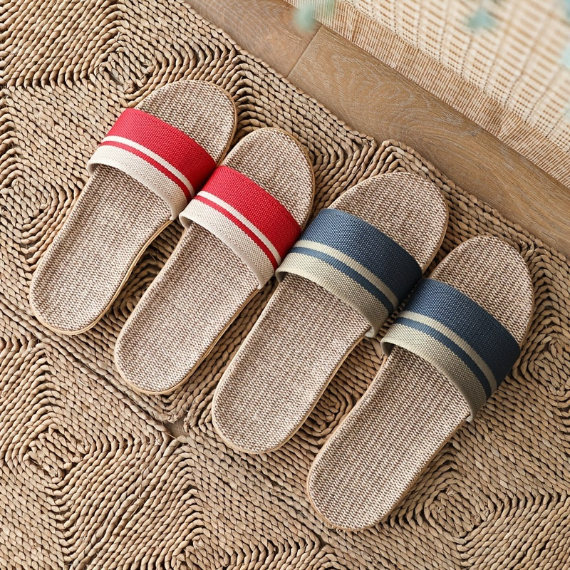 Men's Linen Open Toe Slippers Lightweight Indoor Outdoor