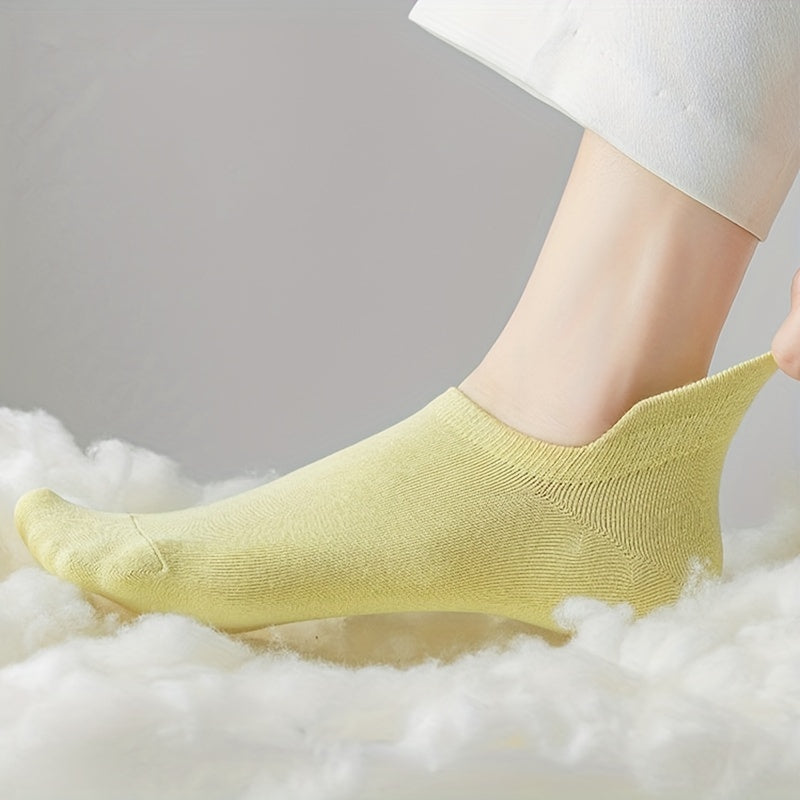 10 Pairs Solid Ankle Socks Soft & Lightweight Low Cut Sports Socks Women's