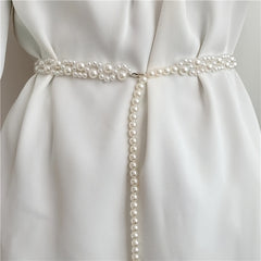 Faux Pearl Belt Waist Belt Female Dress Strap Wedding Chain Belt