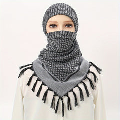 Tactical Desert Scarf Arab Scarf Wrap Head Neck Sunscreen Wrap Tassel