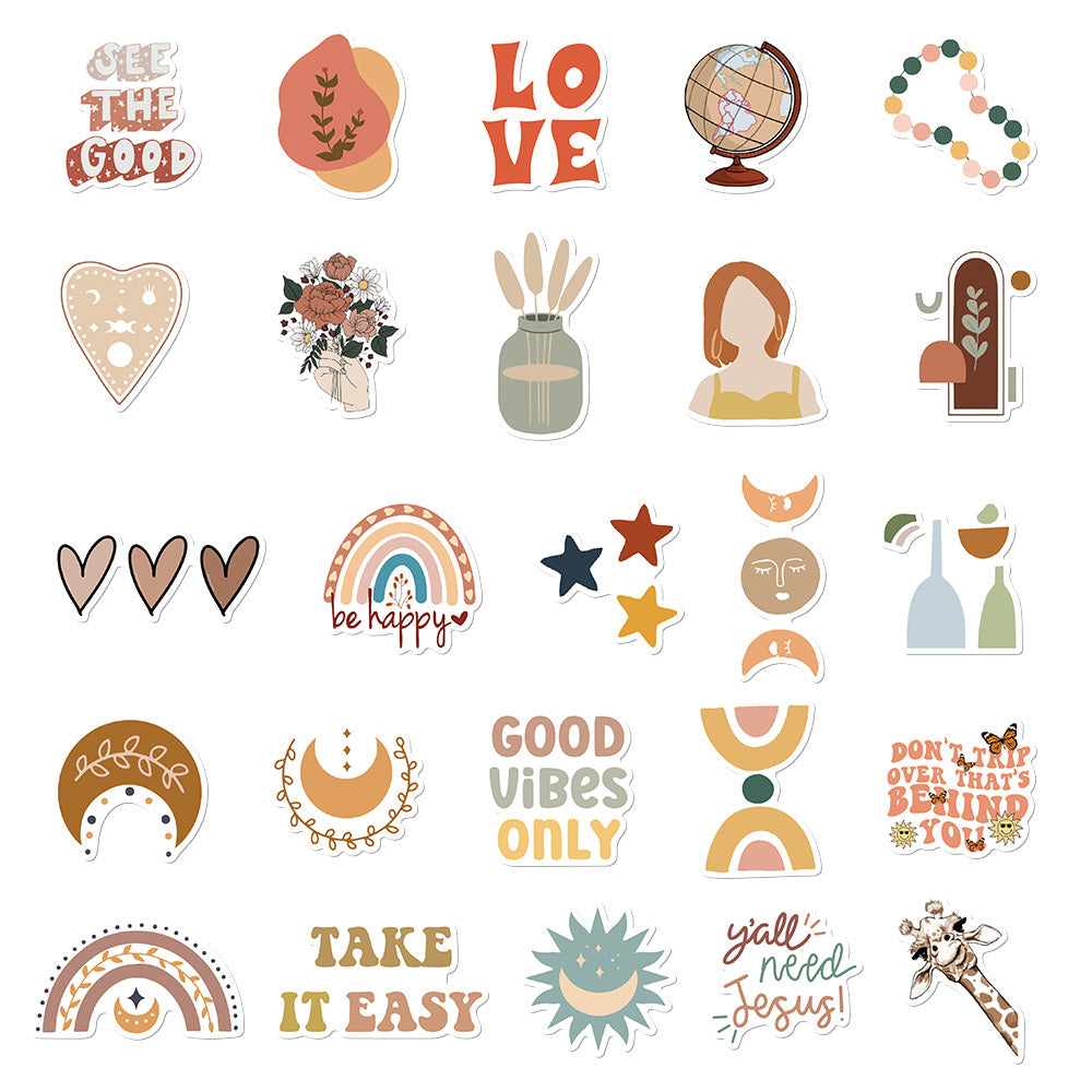 50pcs DIY Waterproof Handbook Stickers Self-adhesive for Phone Notebook