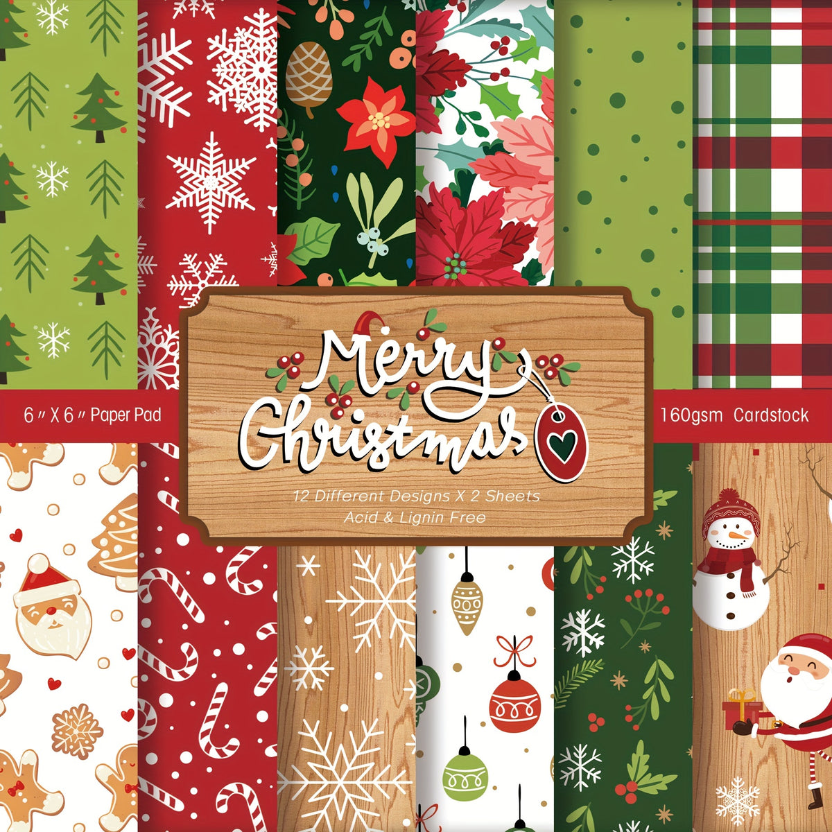 Christmas Scrapbook Paper Pad - 24 Sheets - 6x6 Pack