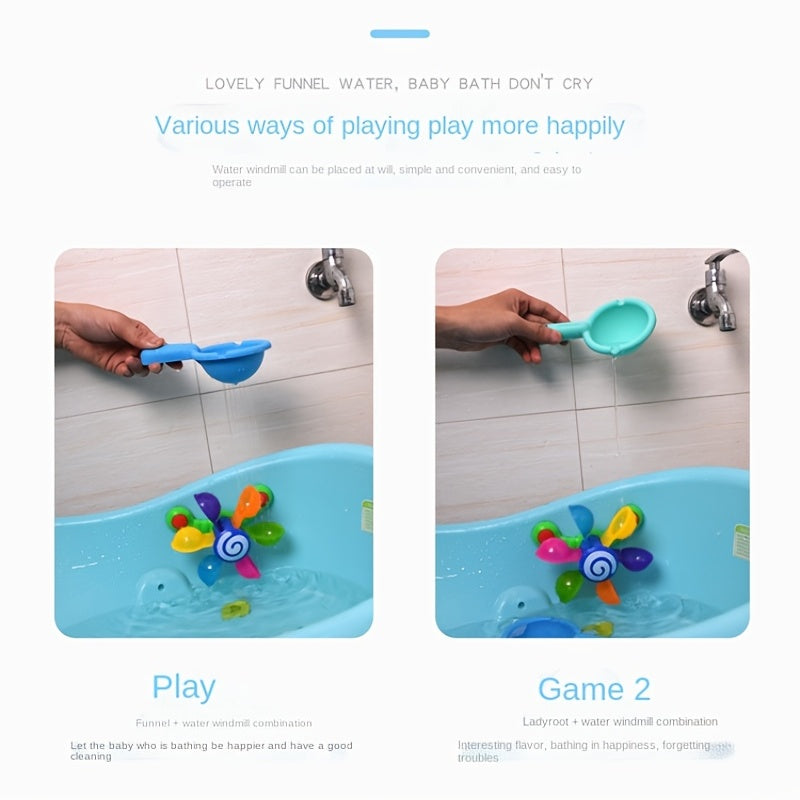Colorful Waterwheel Bathing Sucker Shower Toy for Kids