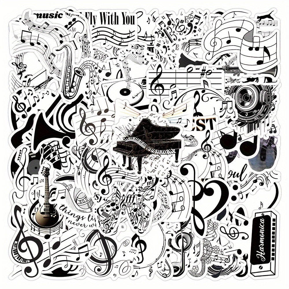 50pcs Musical Note Graffiti Stickers for Laptop Helmets Water Cup Decoration