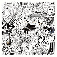 50pcs Musical Note Graffiti Stickers for Laptop Helmets Water Cup Decoration