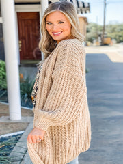 Women's Plus Solid Lantern Sleeve Cardigan