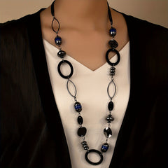 Vintage Long Necklace Resin Stone Jewelry