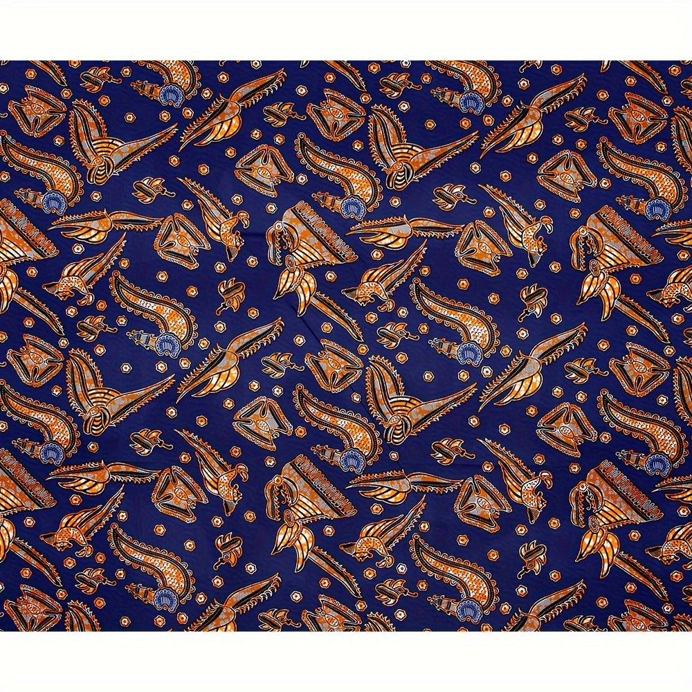 5.49m African Ethnic Batik Printed Fabric Double sided Geometric Print