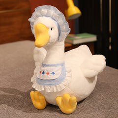 Adorable Goose Plush Doll in Bonnet & Apron Soft Polyester Stuffed Animal