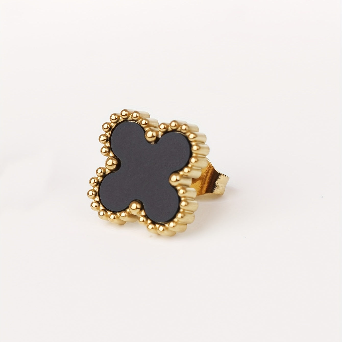 4 Leaf Clover Stud Earrings Minimalist Style Stainless Steel 14K Plated