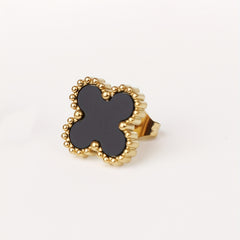 4 Leaf Clover Stud Earrings Minimalist Style Stainless Steel 14K Plated