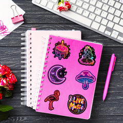 100 Rainbow Edge Doodle Stickers Purple & Mixed Colors
