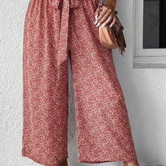  Women's Floral Print Ruffle Wide Leg Pants