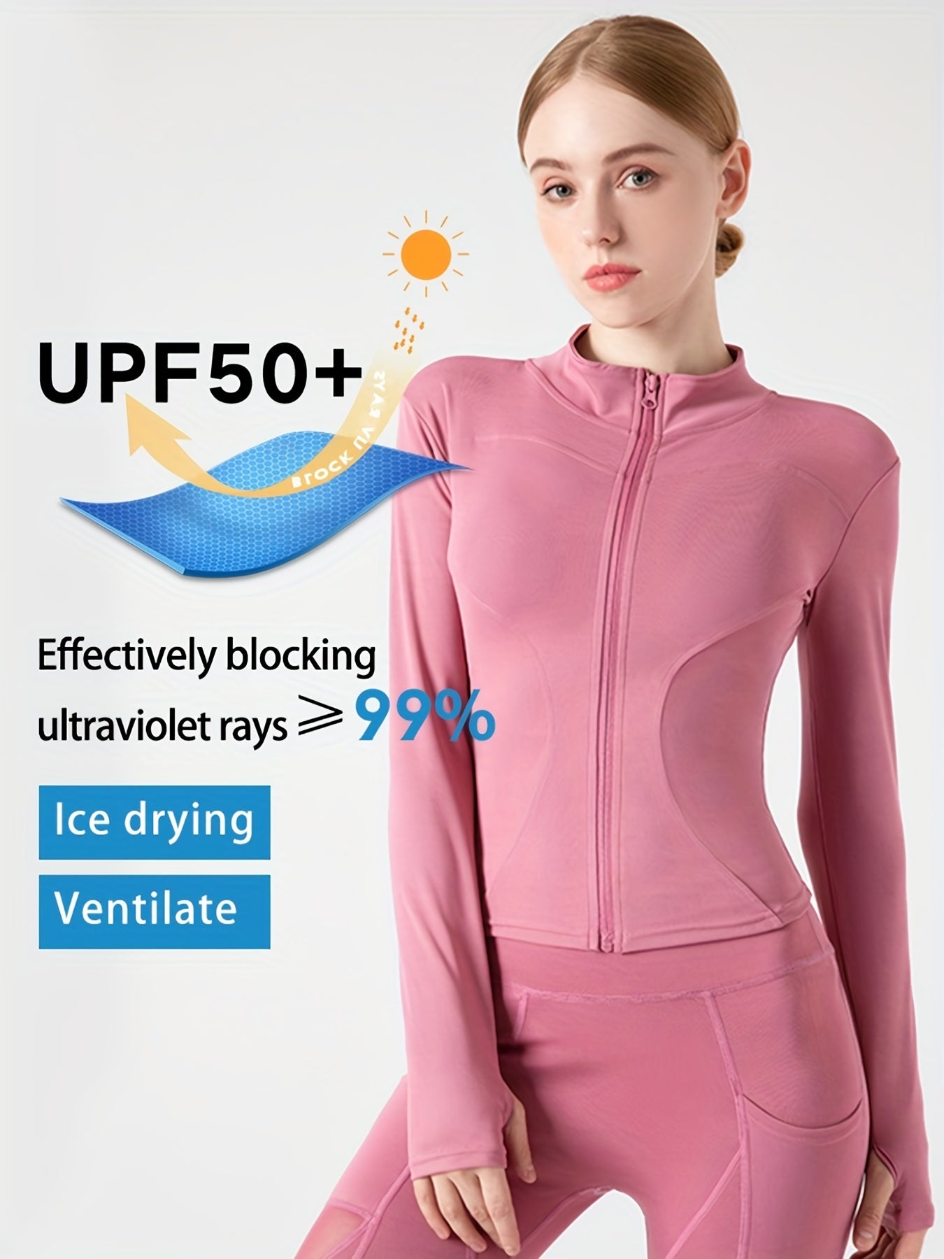 Women's Quick Dry Full Zip Sports Jacket with Thumb Holes