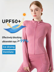 Women's Quick Dry Full Zip Sports Jacket with Thumb Holes