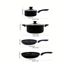 6 Pcs Aluminum Cookware Set Nonstick Coating Fry Pan Stockpot