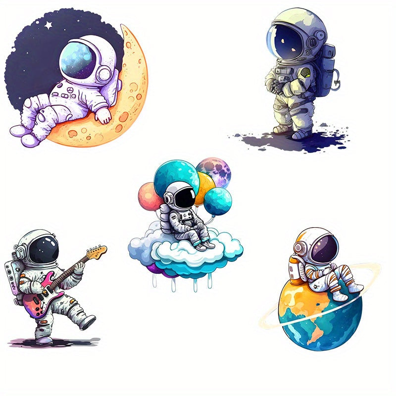 5 Pack Astronaut Heat Transfer Decals Iron on Patches Stickers DIY Crafts