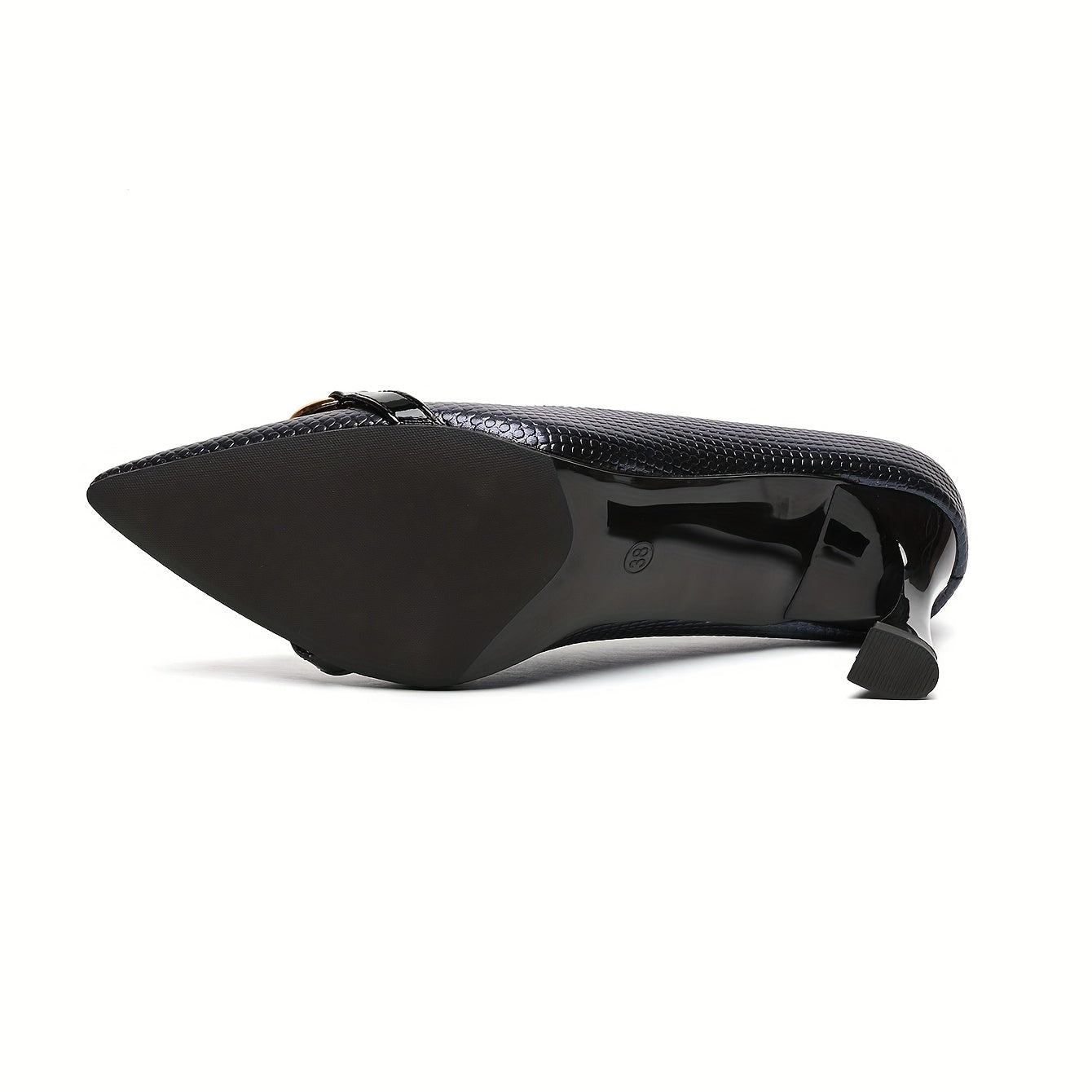 Women's Chain Decor Pyramid Heels Crocodile Pattern Pumps