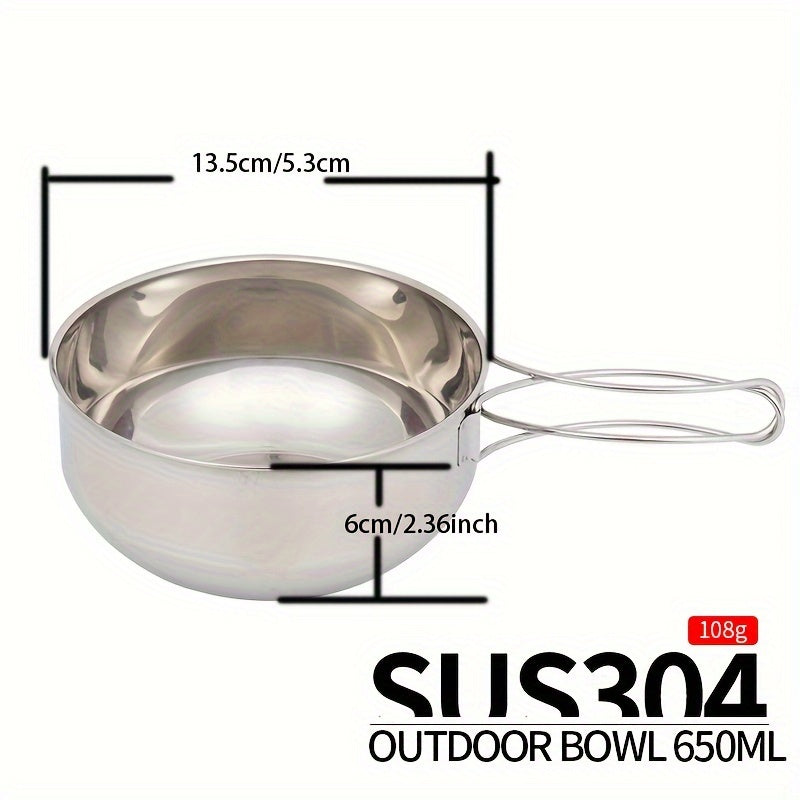 304 Stainless Steel Folding Bowl for Camping Portable Multifunctional Picnic