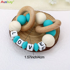 Personalized Rattle Teether Ring for Baby Boys and Girls