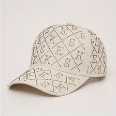 Rhinestone Letter Decor Baseball Cap Cotton Adjustable Dad Hats