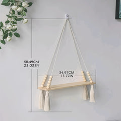 Tassel Woven Wall Hanging Shelf Board Home Bathroom Bar Decor