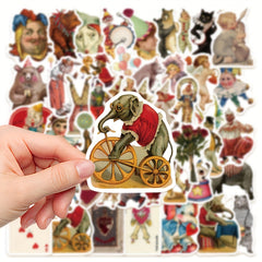 50pcs Circus Clown Car Luggage Water Cup Doodle Waterproof Stickers