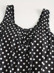  Vacay Tankini Set Women's Plus Dot Print Round Neck High Stretch Tank