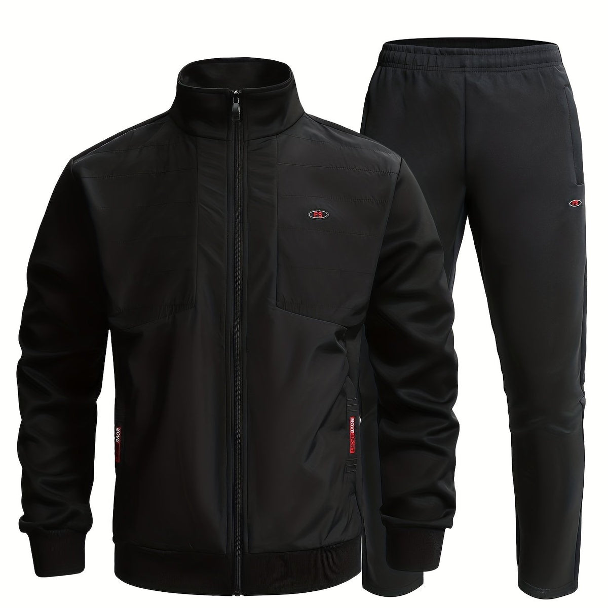 Men's Sports Suit with Zip Up Jacket and Stretch Waist Pants
